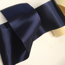 Wide navy blue satin ribbon