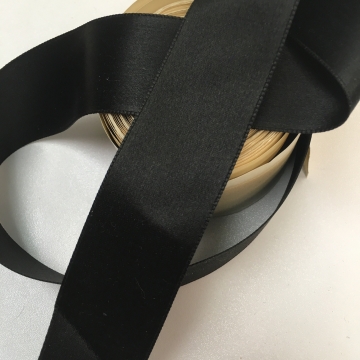 Vintage 30s black silk satin ribbon  1 3/8 inch