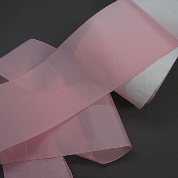 Vintage 40s Woven Nylon Taffeta Candy pink ribbon 4 inch wide